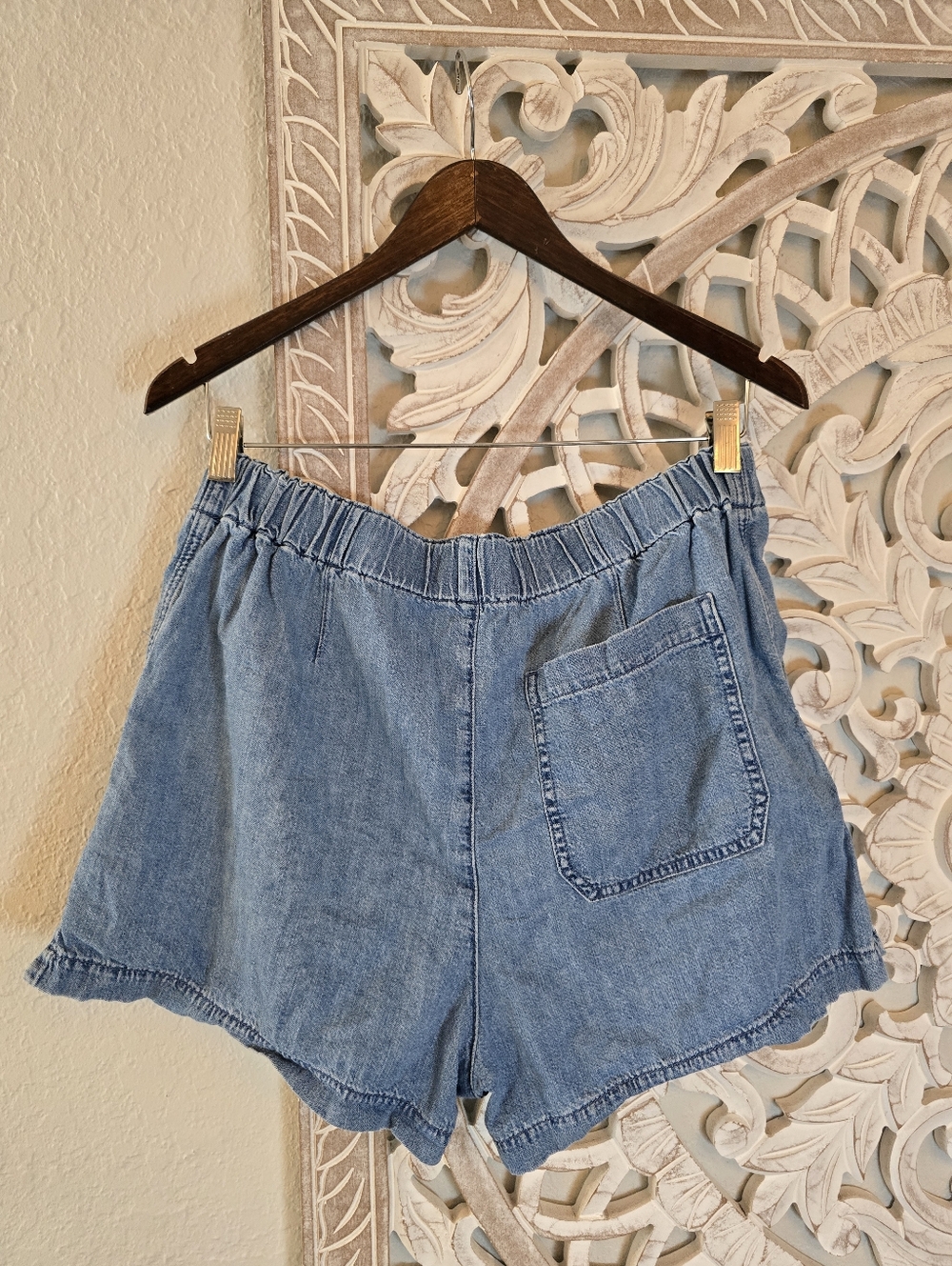 Madewell Shorts Women's M Pull On Elastic Waist Denim Jean 100% Cotton Pockets - Picture 7 of 9